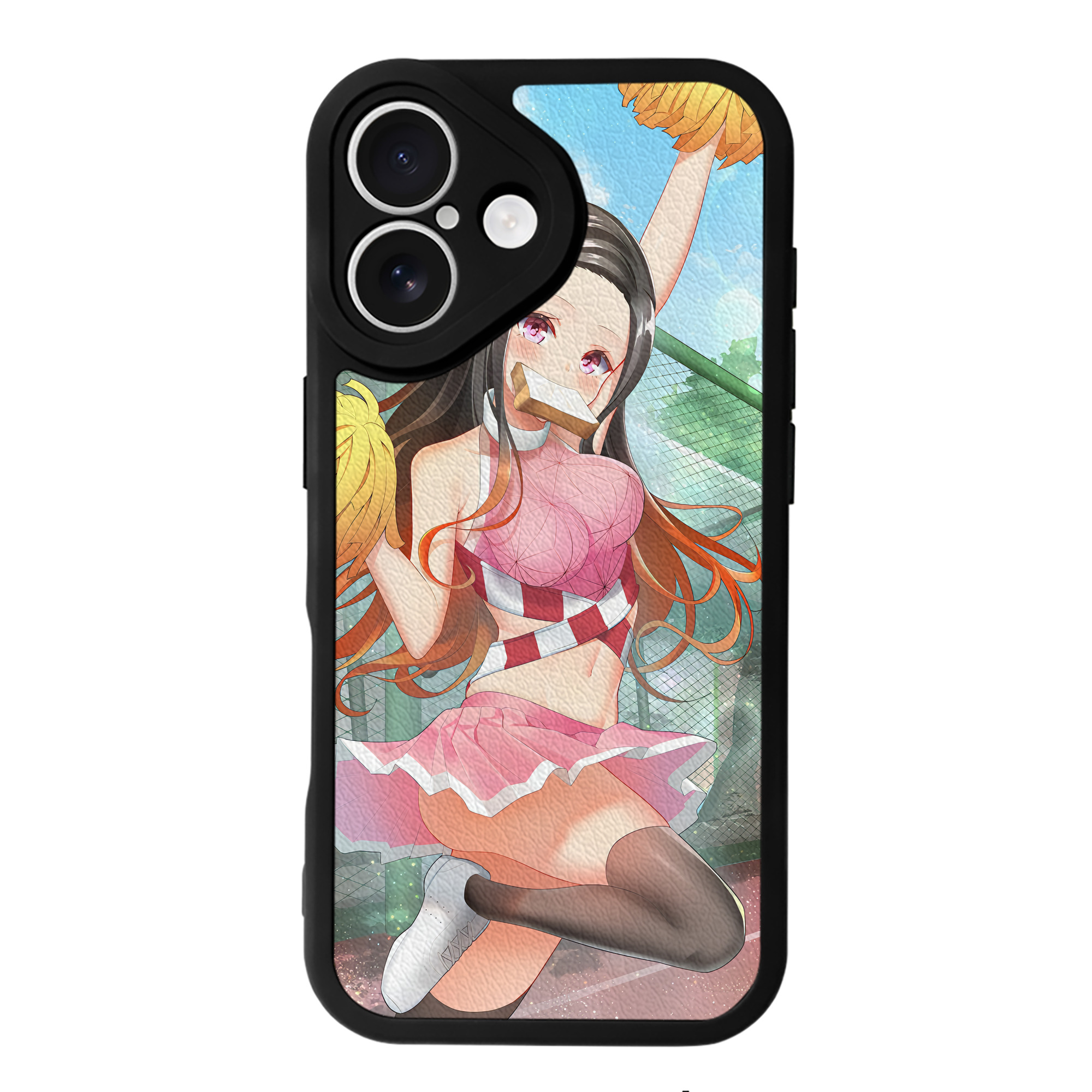（画像用） 鬼滅の刃（きめつのやいば）竈門 禰󠄀豆子／かまど ねずこ Kamado Nezuko 【iPhone 16シリーズ対応】シリコンスマホケース（レザー調） 材質：シリコン